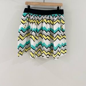 Cynthia Rowley Blue & Yellow Chevron Skirt Size 10